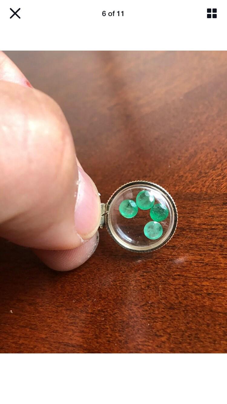 Vintage emerald shaker locket, 12k gold filled, genuine natural stones new old stock 50 years old. make a locket for your mom