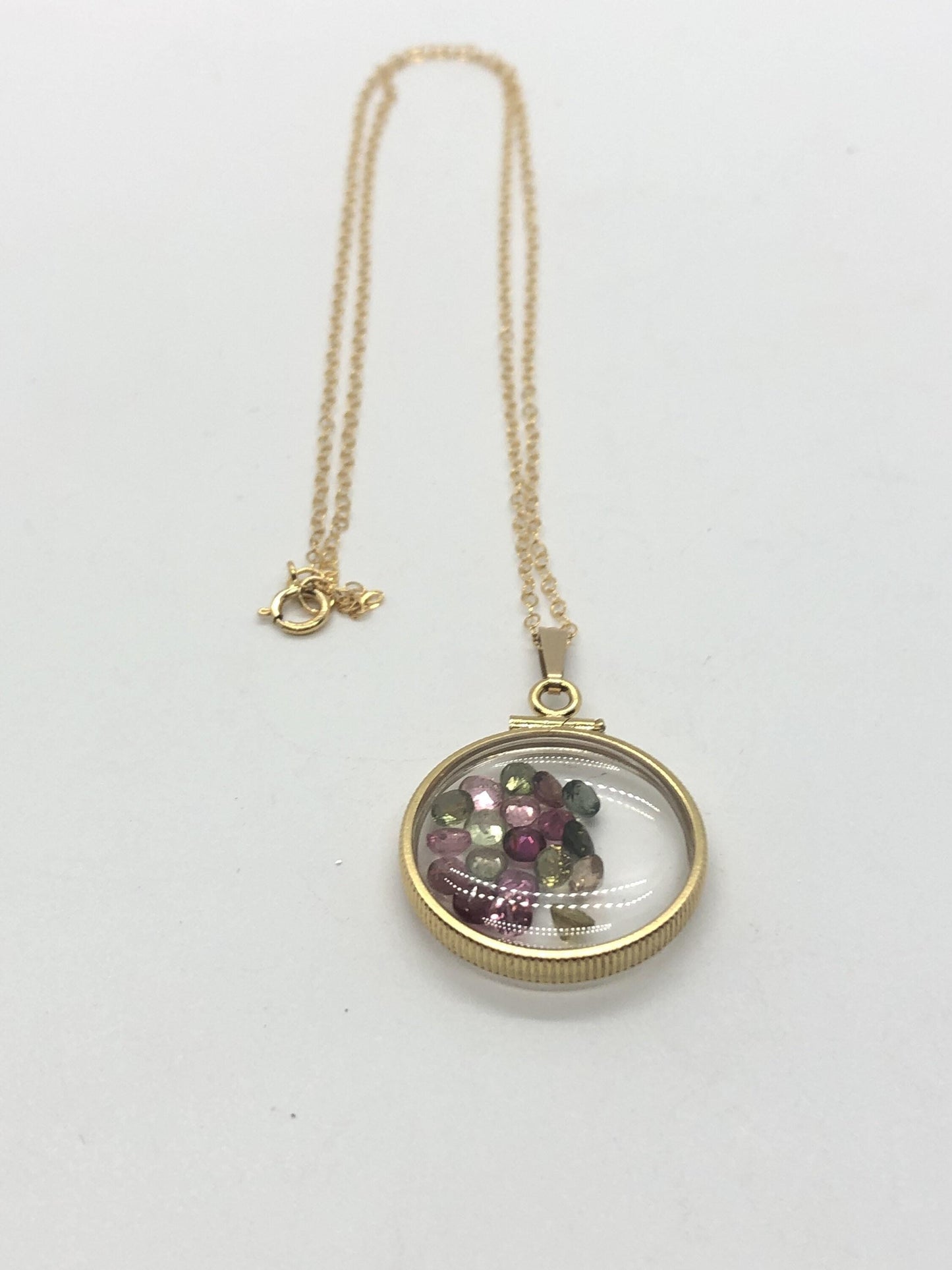 Handmade tourmaline shaker locket 14k gold filled or silver w/beautiful october birthstone, you can custom create a locket for mother’s day