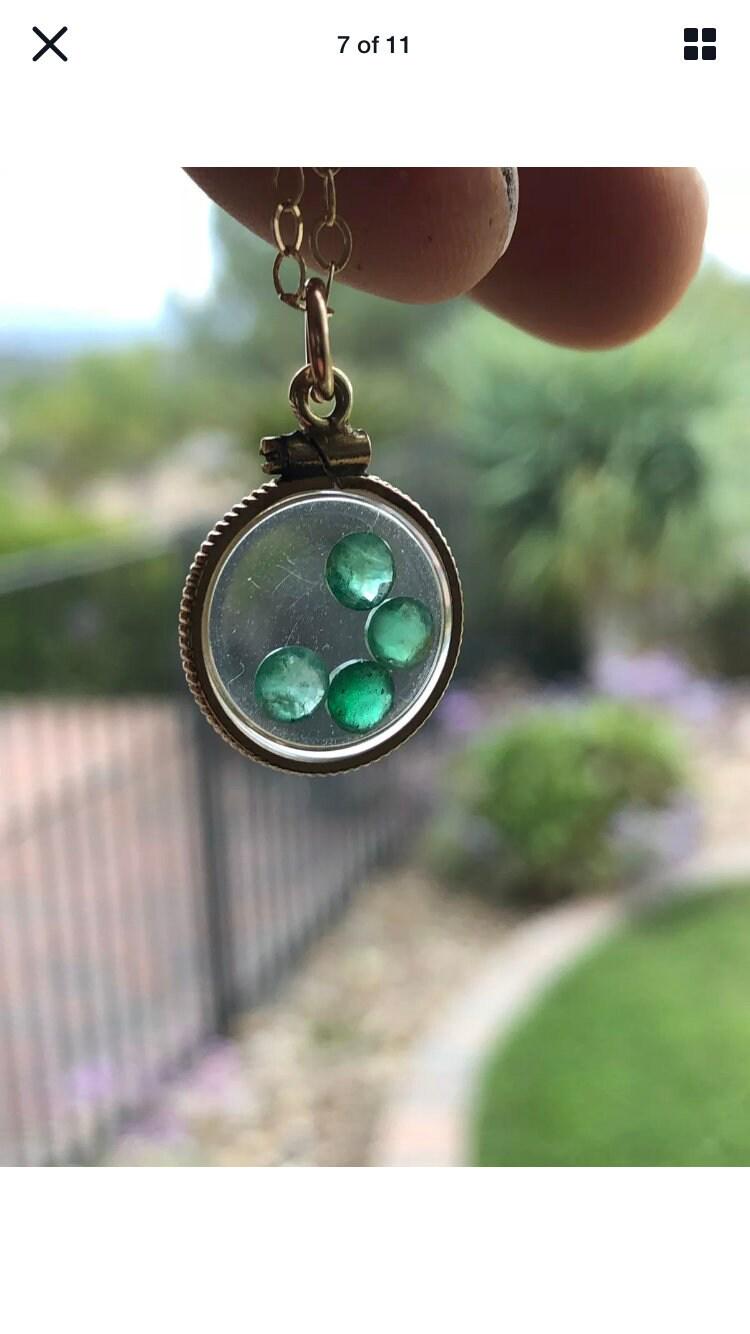 Vintage emerald shaker locket, 12k gold filled, genuine natural stones new old stock 50 years old. make a locket for your mom