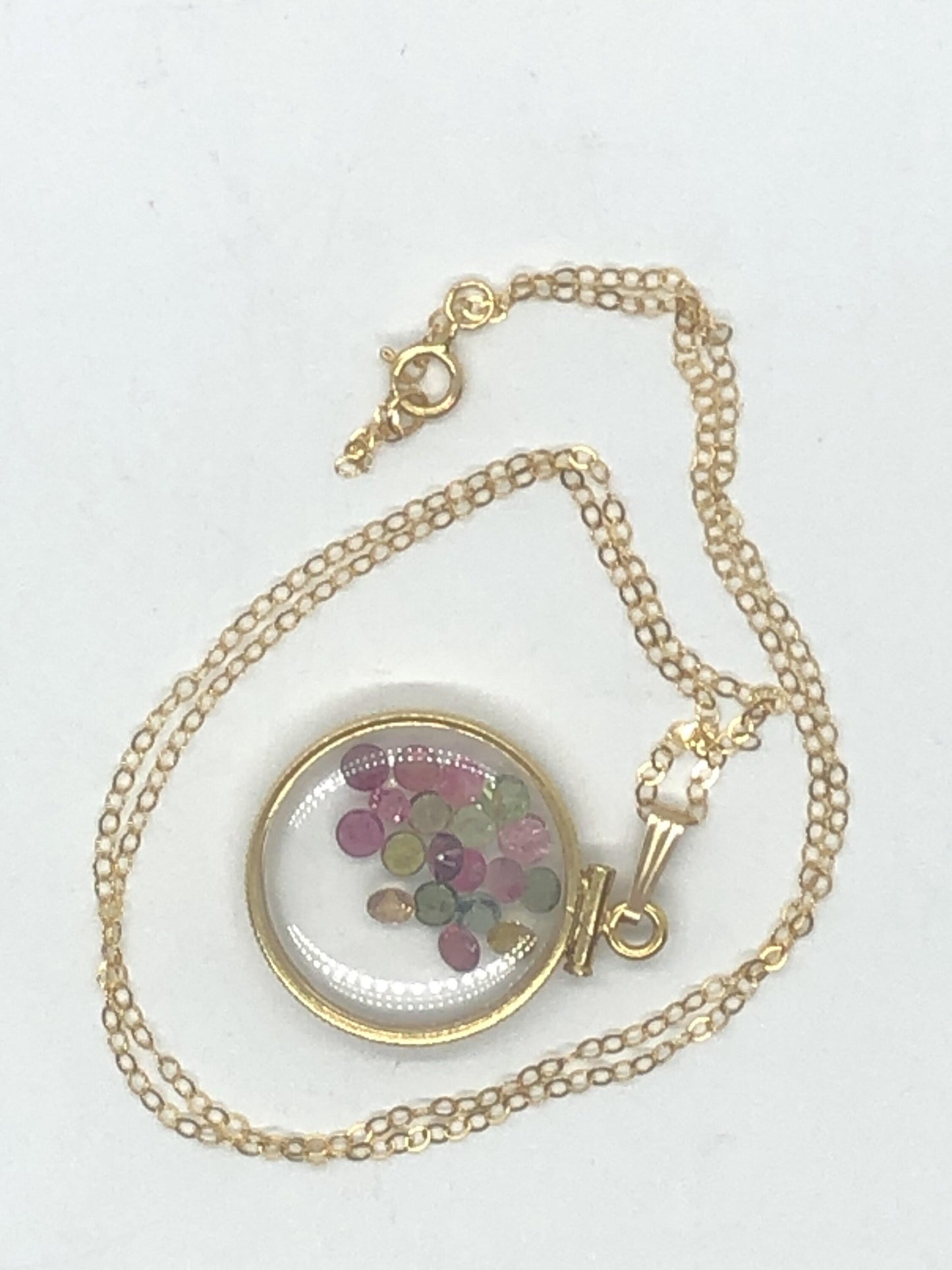 Handmade tourmaline shaker locket 14k gold filled or silver w/beautiful october birthstone, you can custom create a locket for mother’s day
