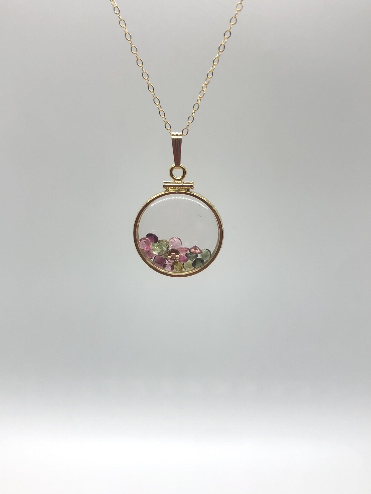 Handmade tourmaline shaker locket 14k gold filled or silver w/beautiful october birthstone, you can custom create a locket for mother’s day