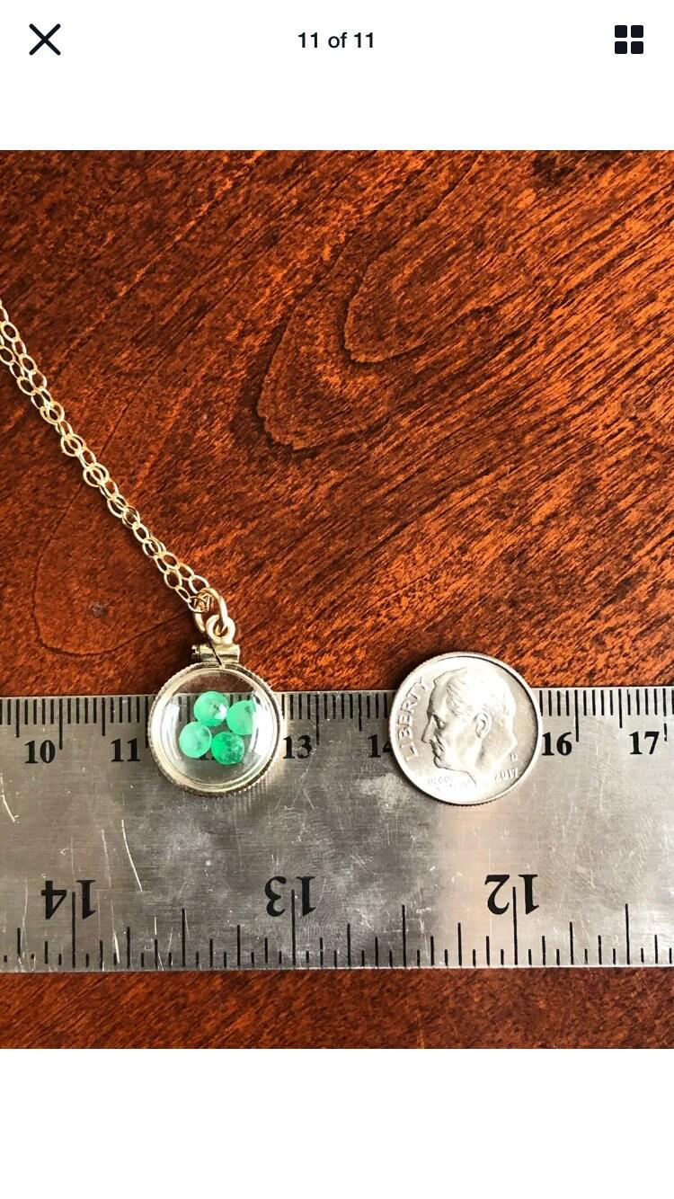 Vintage emerald shaker locket, 12k gold filled, genuine natural stones new old stock 50 years old. make a locket for your mom