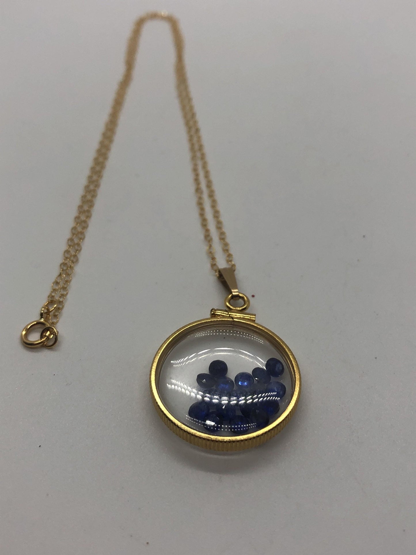 Handmade sapphire shaker locket 14k gf or silver filled w/ beautiful september birthstone, you can custom create a locket for mother’s day