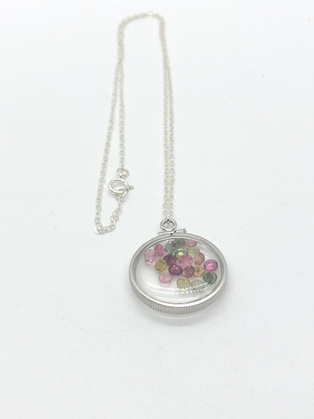 Handmade tourmaline shaker locket 14k gold filled or silver w/beautiful october birthstone, you can custom create a locket for mother’s day