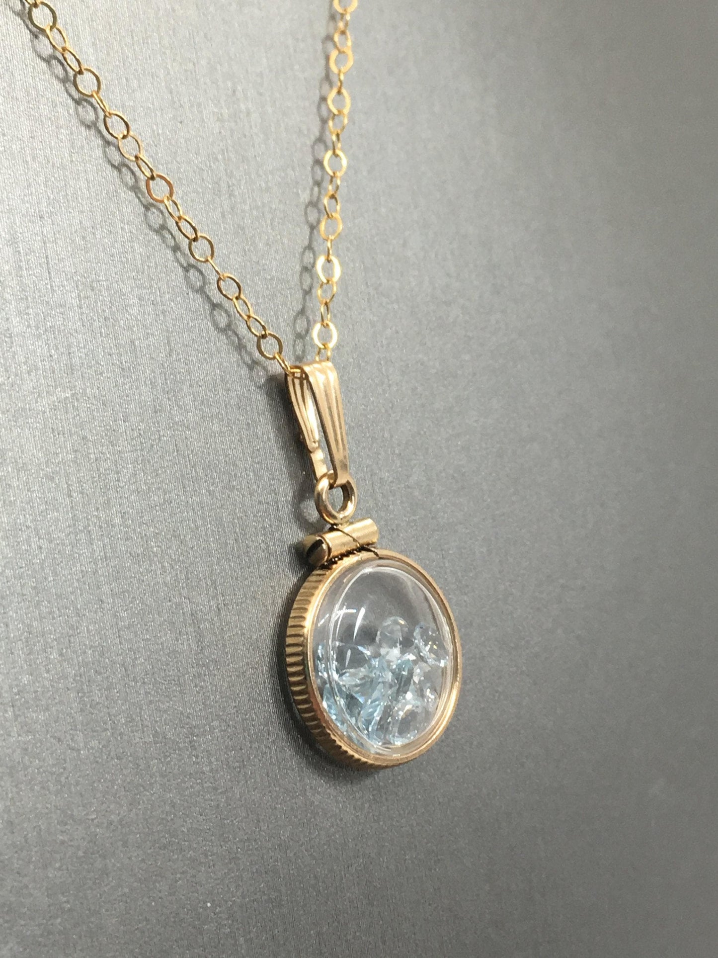 Diminutive  topaz  shaker locket 14k gold filled or sterling silver with beautiful november birthstone 0.9 tcw