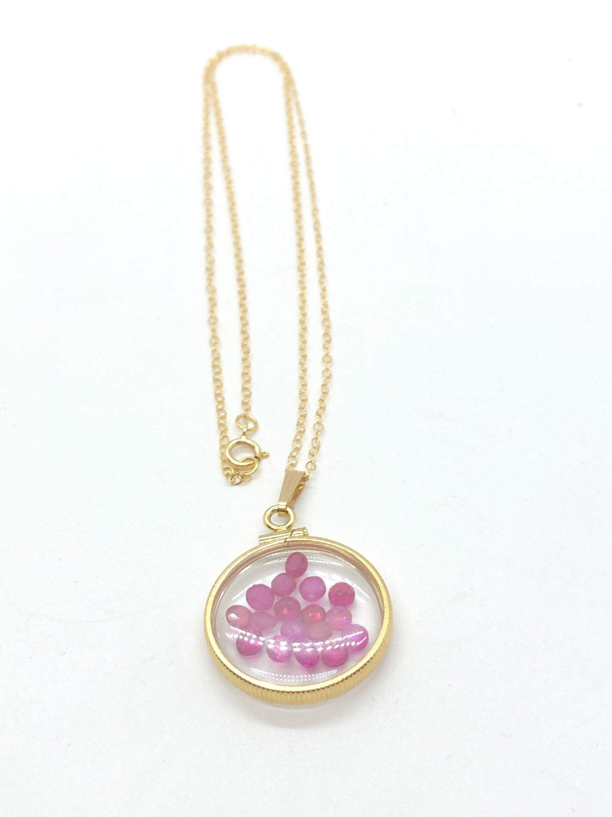 Handmade 3.0 tcw ruby shaker locket 14k gold filled/silver w/ beautiful july birthstone