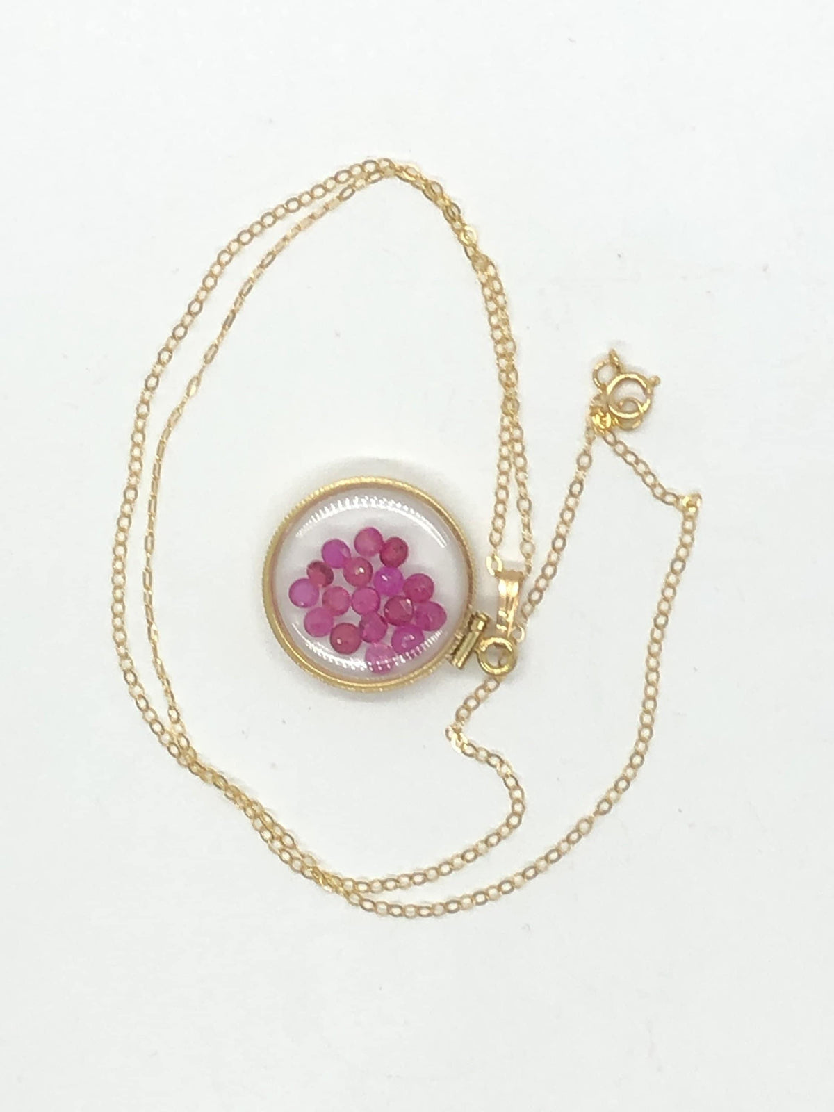 Handmade 3.0 tcw ruby shaker locket 14k gold filled/silver w/ beautiful july birthstone