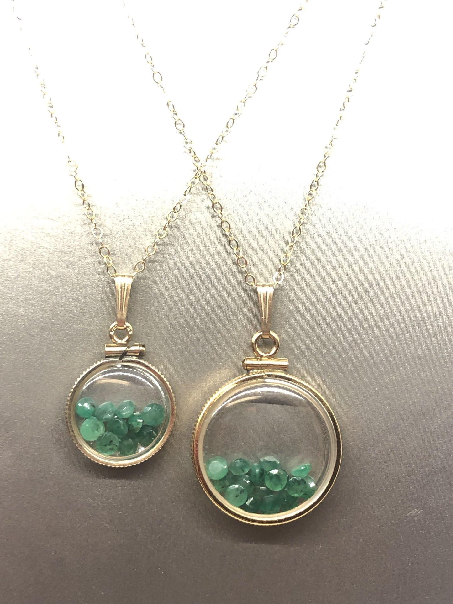 Vintage emerald shaker locket 14k gold filled, 50 year old new stock,  20mm or 15 mm customize one for your mother's day