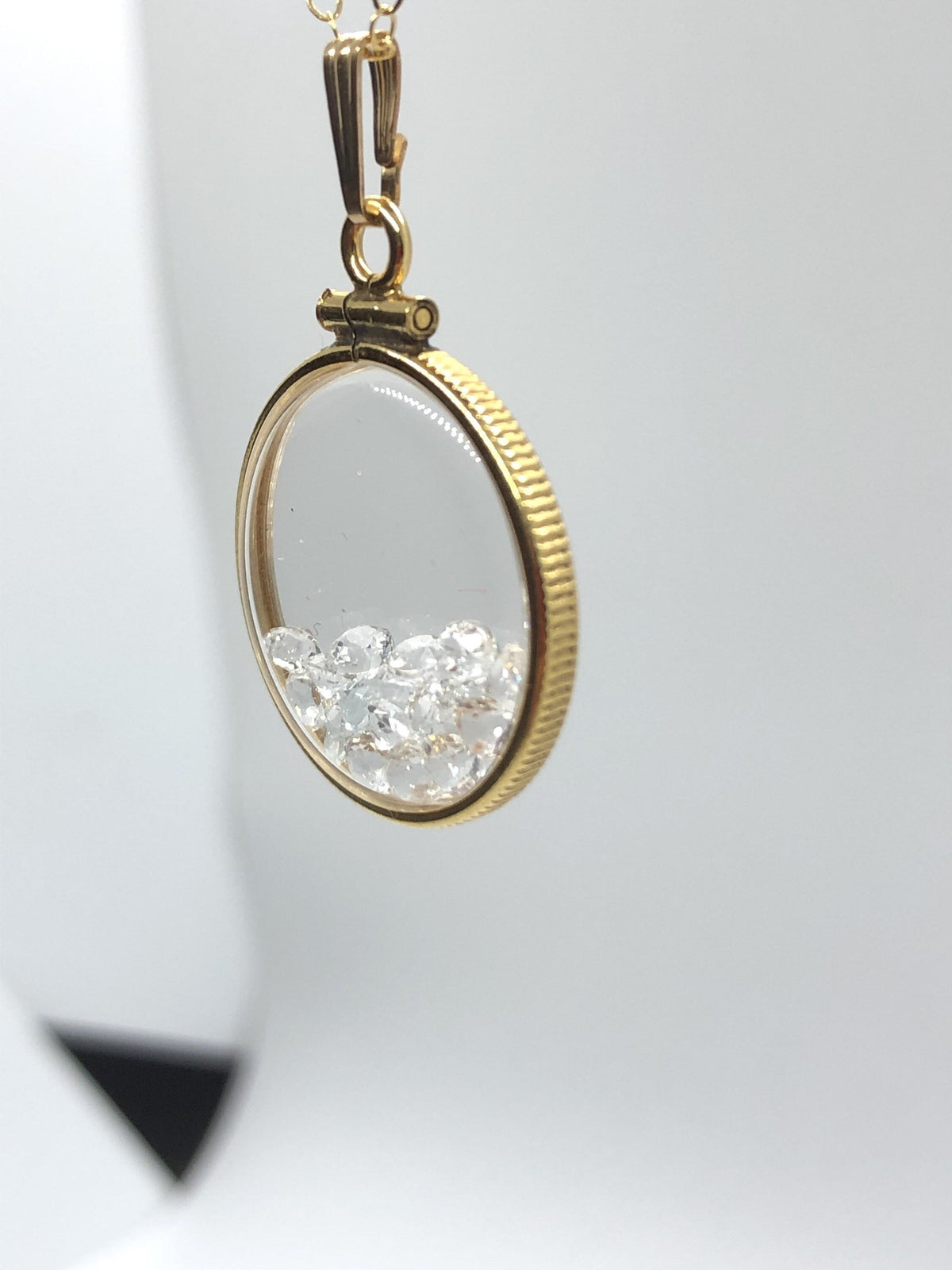 Vintage white topaz shaker locket 12k gold filled w/beautiful april birthstone, new old stock, you can custom create one for mother’s day
