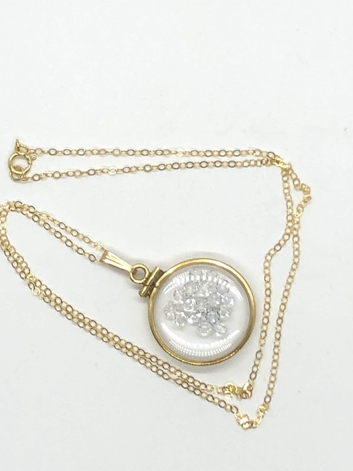 Vintage white topaz shaker locket 12k gold filled w/beautiful april birthstone, new old stock, you can custom create one for mother’s day