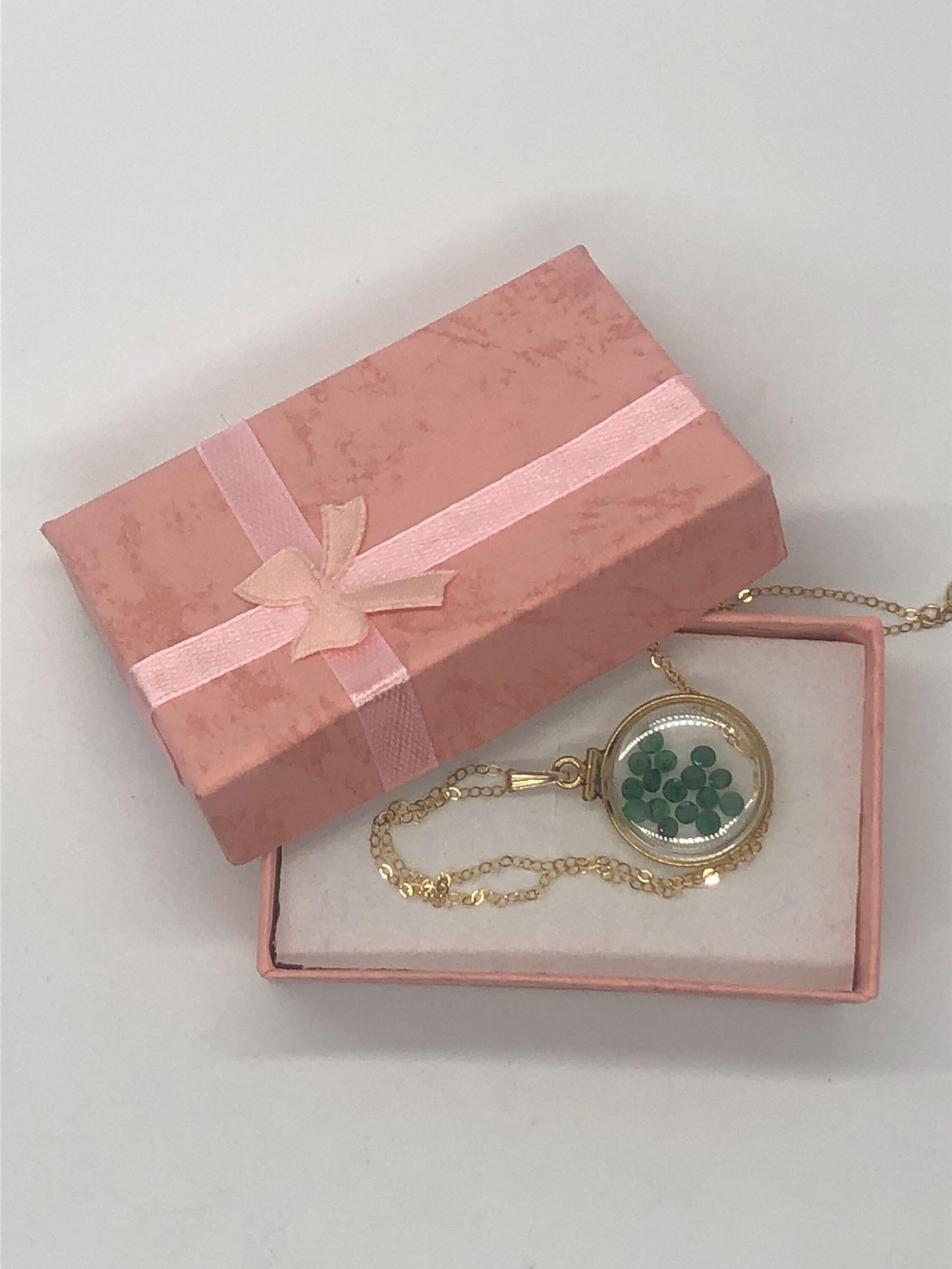 Vintage emerald shaker locket 14k gold filled, 50 year old new stock,  20mm or 15 mm customize one for your mother's day