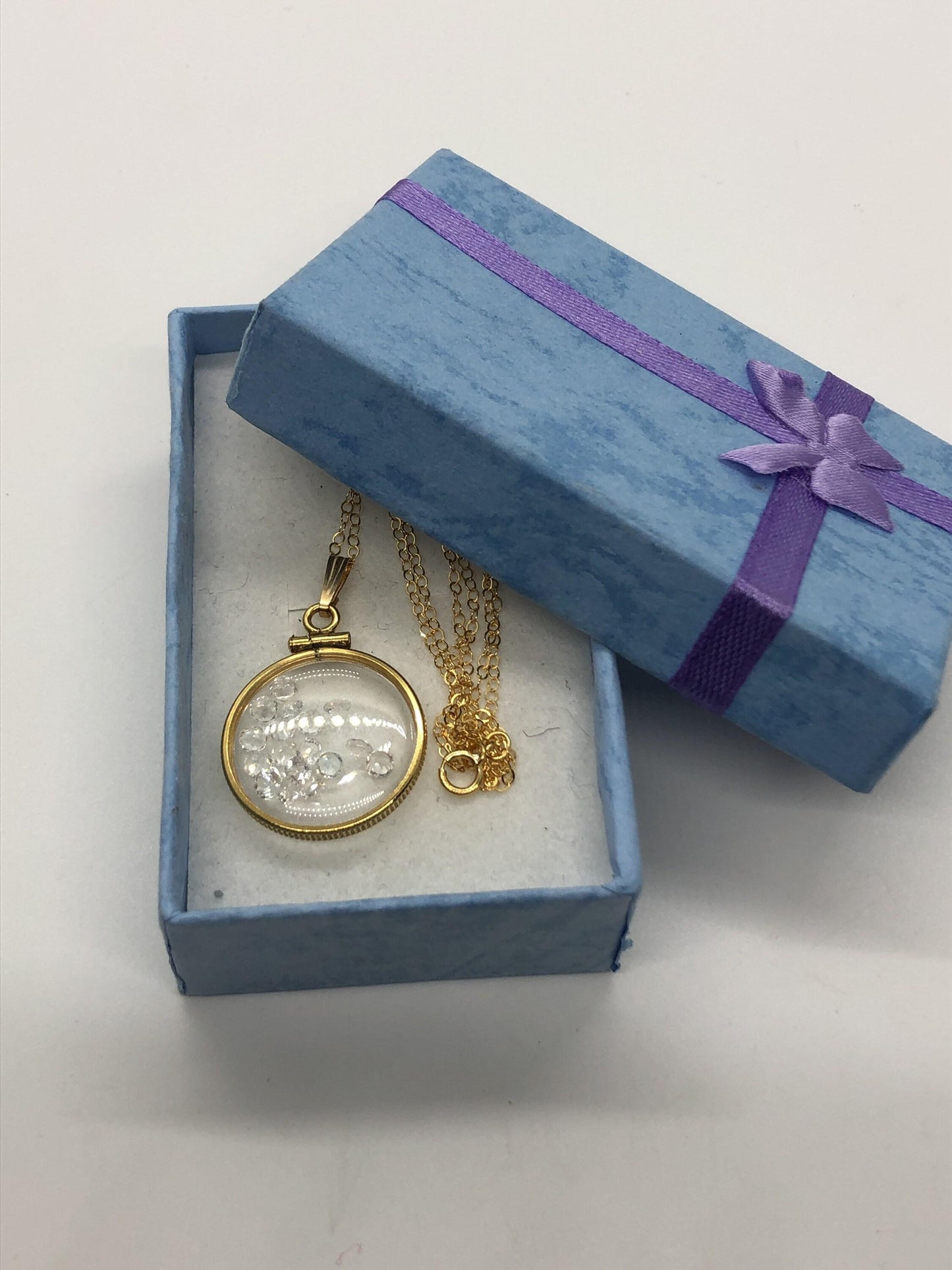 Vintage white topaz shaker locket 12k gold filled w/beautiful april birthstone, new old stock, you can custom create one for mother’s day