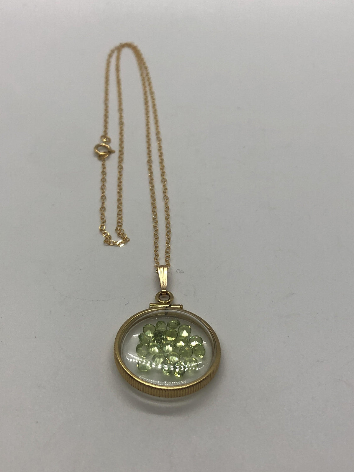 Handmade peridot shaker locket 14k gold filled or silver with beautiful august birthstone, 2.0 tcw