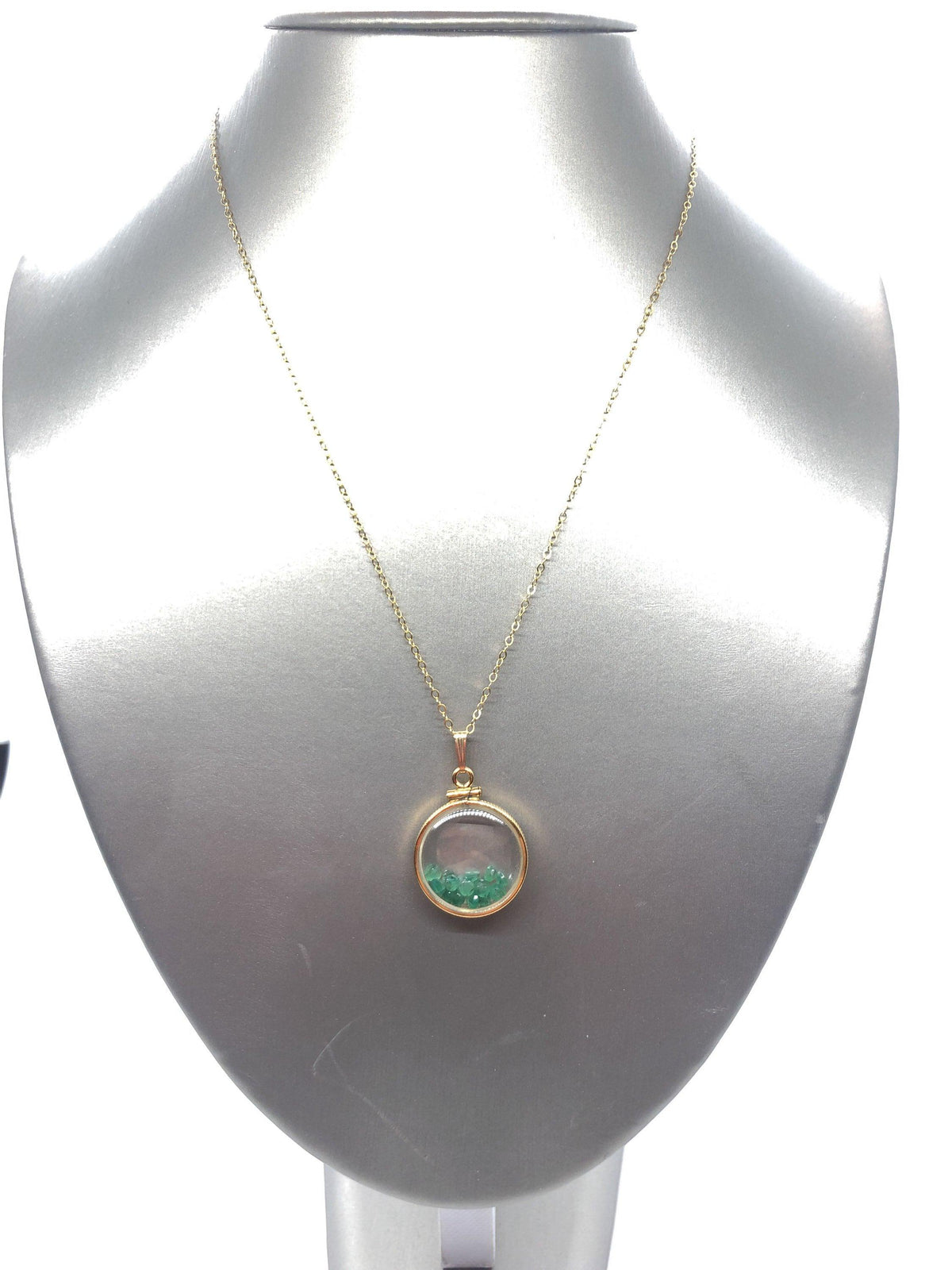 Vintage emerald shaker locket 12k gold filled with beautiful may birthstone, new old stock, customer can custom create for mother’s day