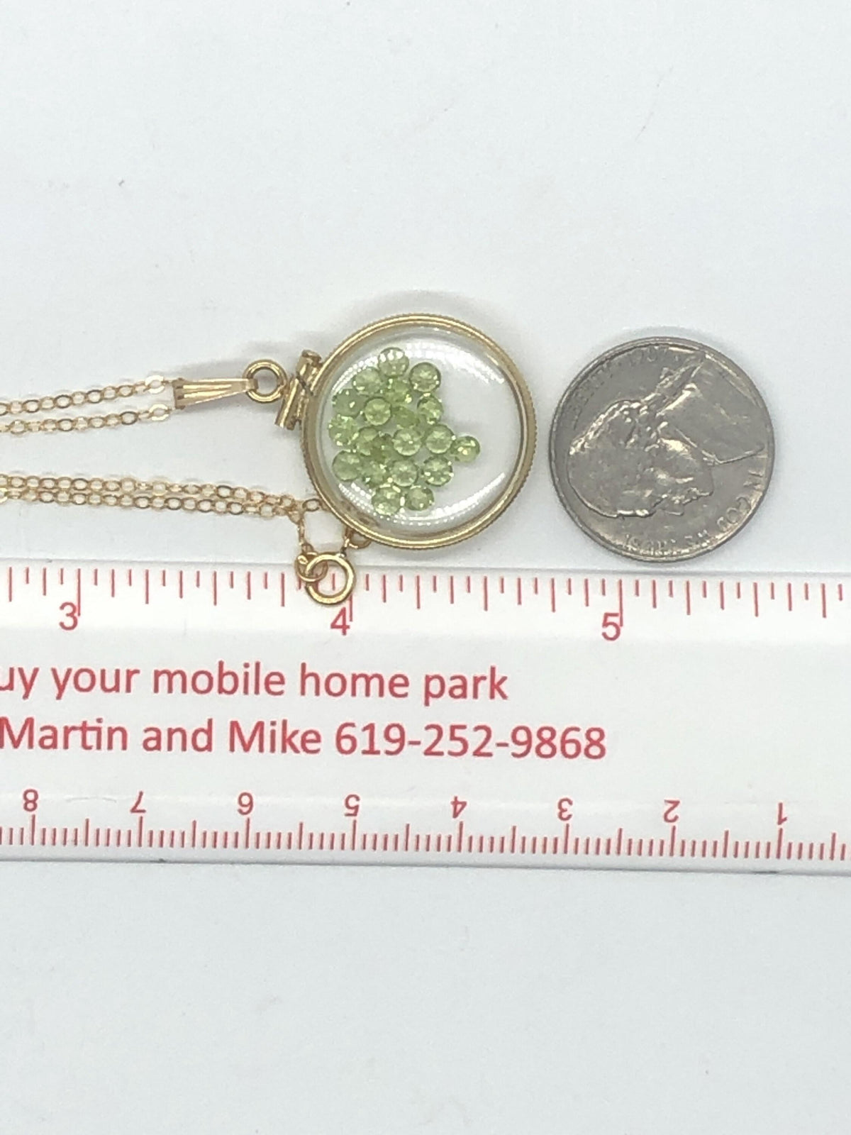 Handmade peridot shaker locket 14k gold filled or silver with beautiful august birthstone, 2.0 tcw