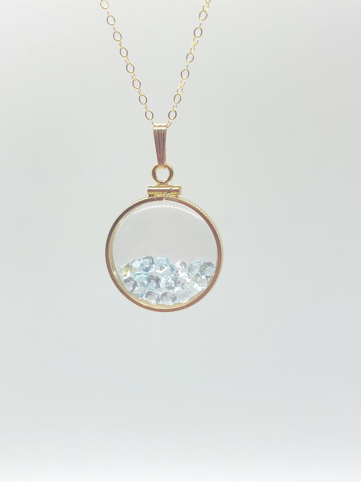 Handmade topaz  shaker locket 14k gold filled or silver with beautiful november birthstone, 2.0 tcw