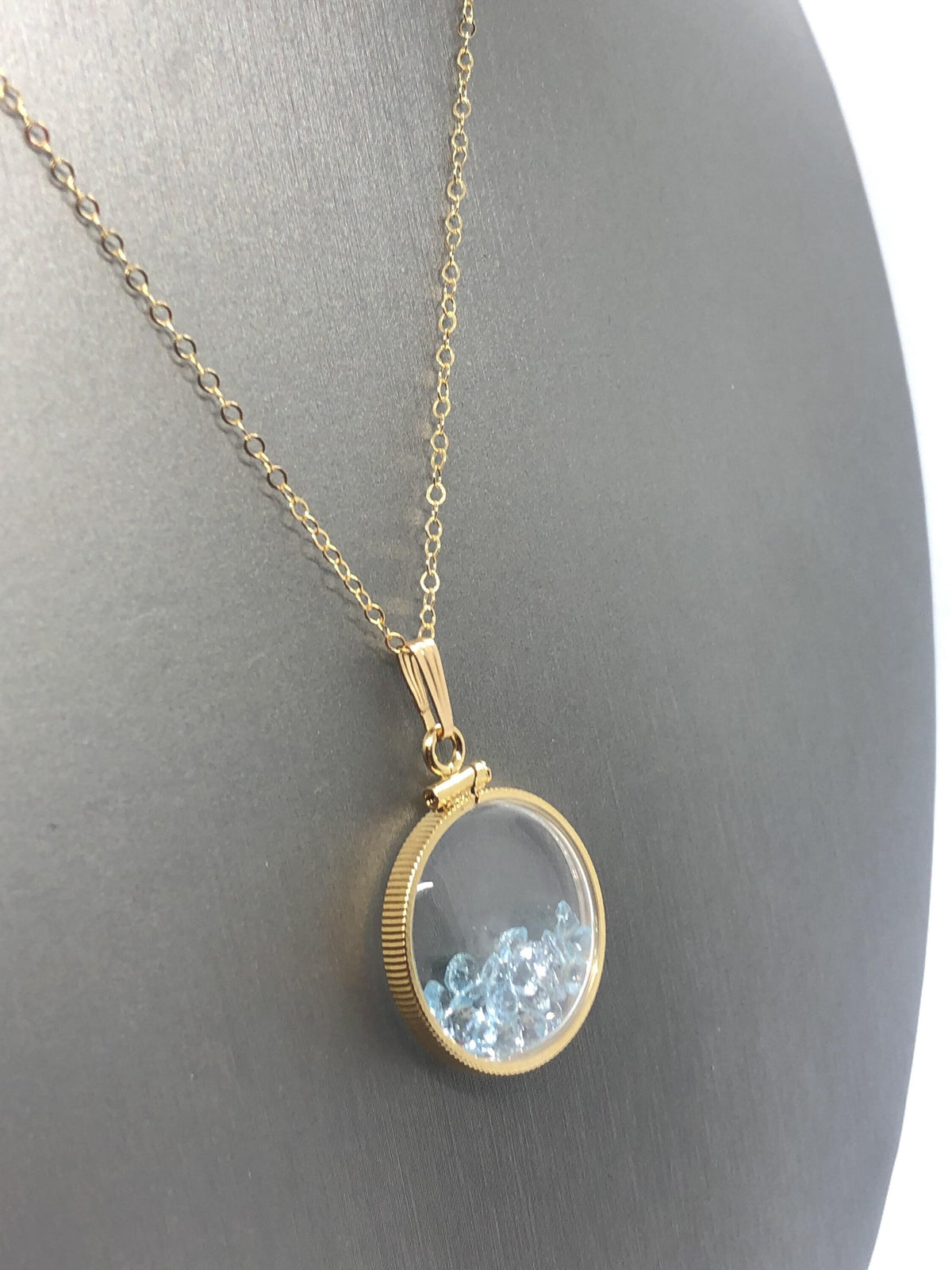 Handmade topaz  shaker locket 14k gold filled or silver with beautiful november birthstone, 2.0 tcw