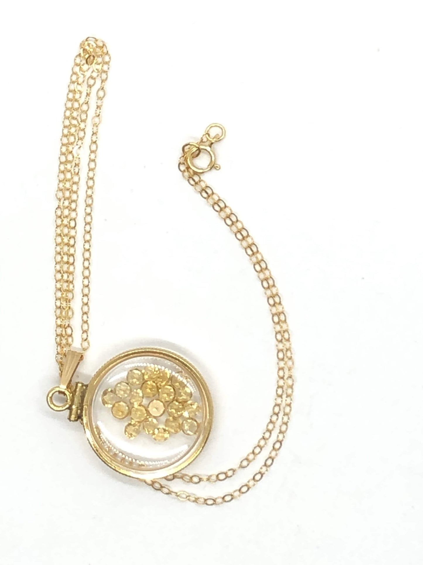 Vintage citrine shaker locket 12k gold filled with beautiful november birthstone, new old stock, customer can custom create for mother’s day
