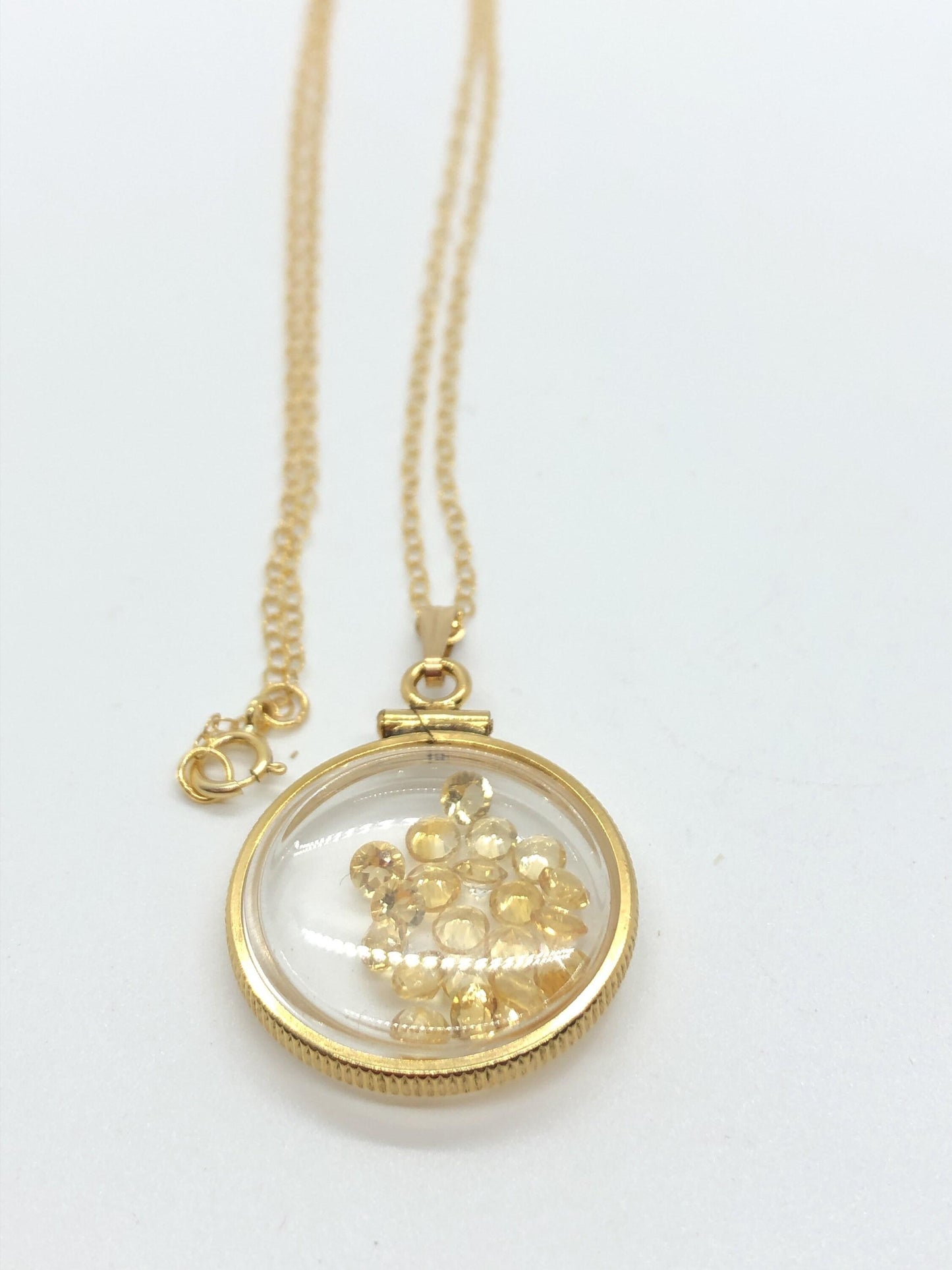Vintage citrine shaker locket 12k gold filled with beautiful november birthstone, new old stock, customer can custom create for mother’s day