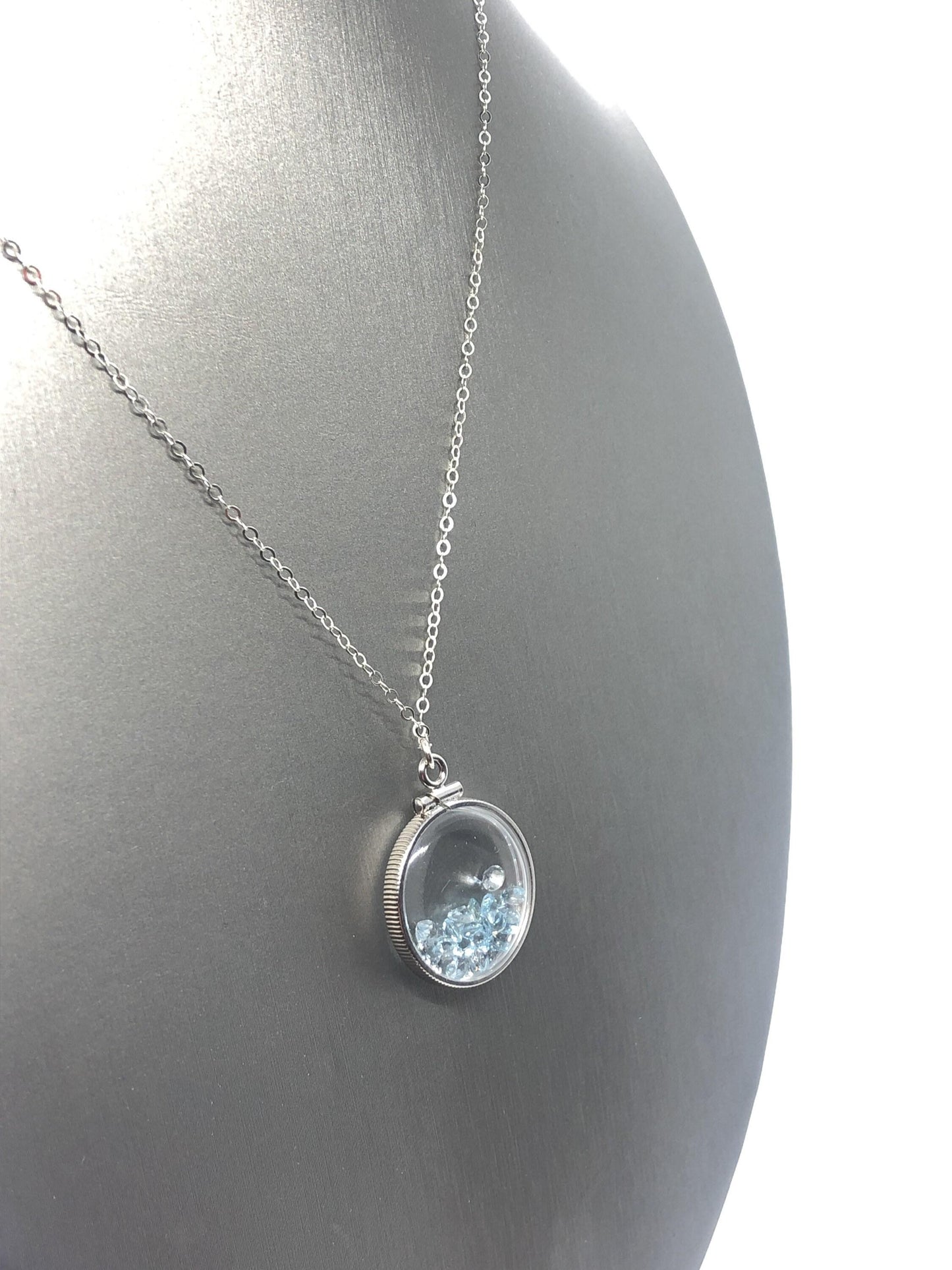 Handmade topaz  shaker locket 14k gold filled or silver with beautiful november birthstone, 2.0 tcw