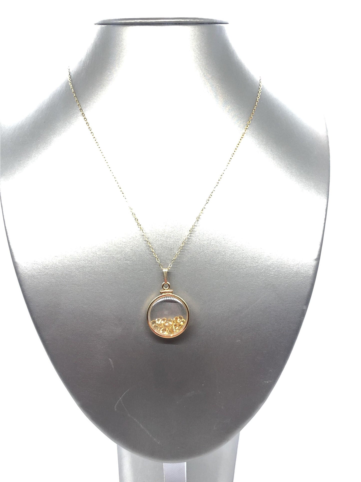 Vintage citrine shaker locket 12k gold filled with beautiful november birthstone, new old stock, customer can custom create for mother’s day