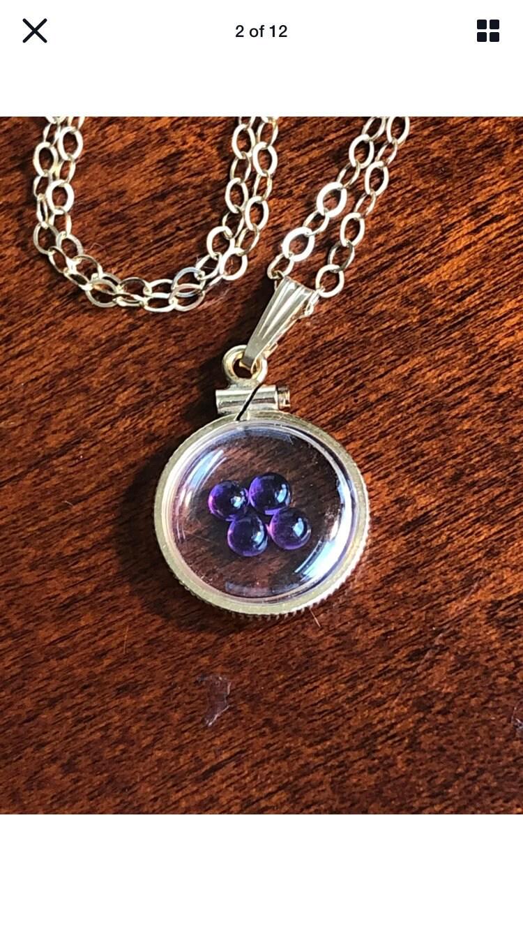Vintage amethyst  shaker locket gold filled with beautiful loose  gemstone cabochons, hand made new old stock