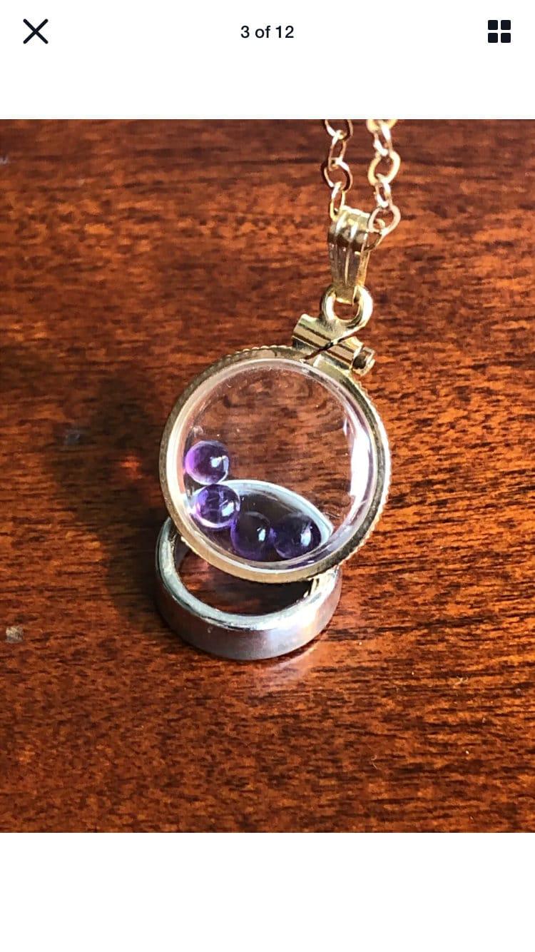 Vintage amethyst  shaker locket gold filled with beautiful loose  gemstone cabochons, hand made new old stock
