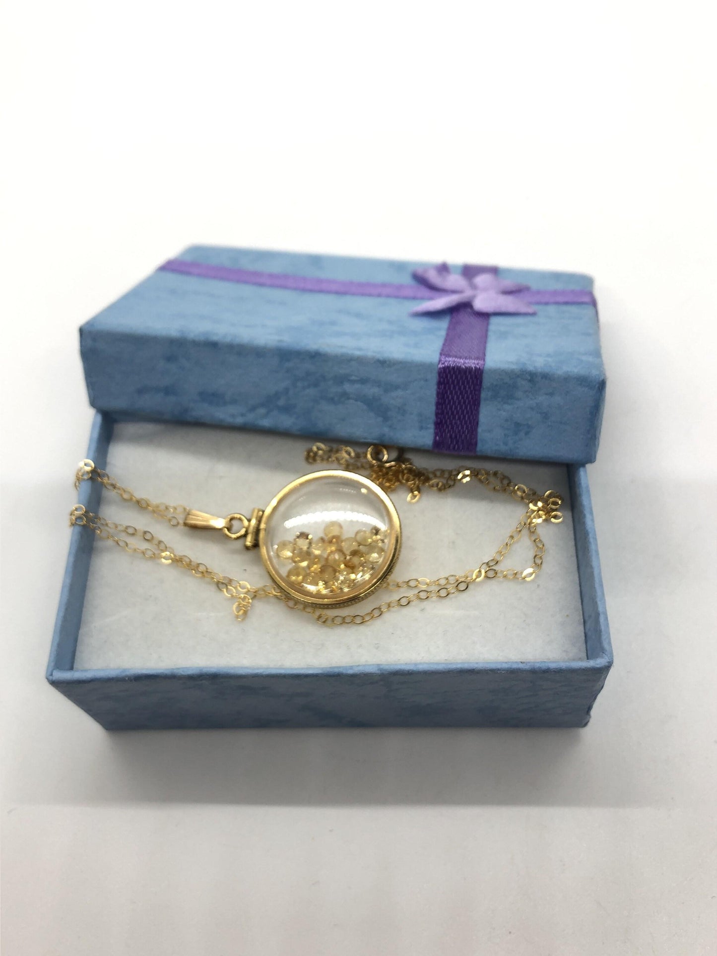 Vintage citrine shaker locket 12k gold filled with beautiful november birthstone, new old stock, customer can custom create for mother’s day