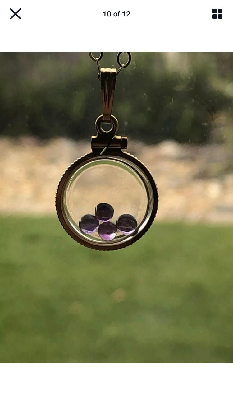Vintage amethyst  shaker locket gold filled with beautiful loose  gemstone cabochons, hand made new old stock