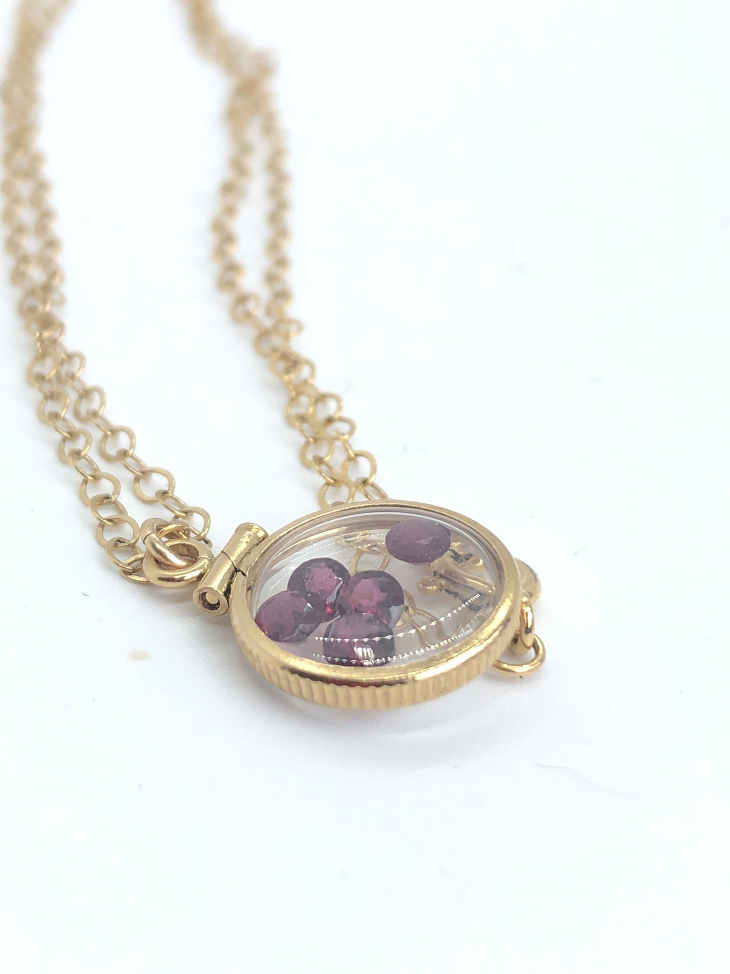 Dainty handmade garnet shaker locket ,14k gold filled w .91 ctw of  gems, january birthstone customize one for your mother's day? just ask