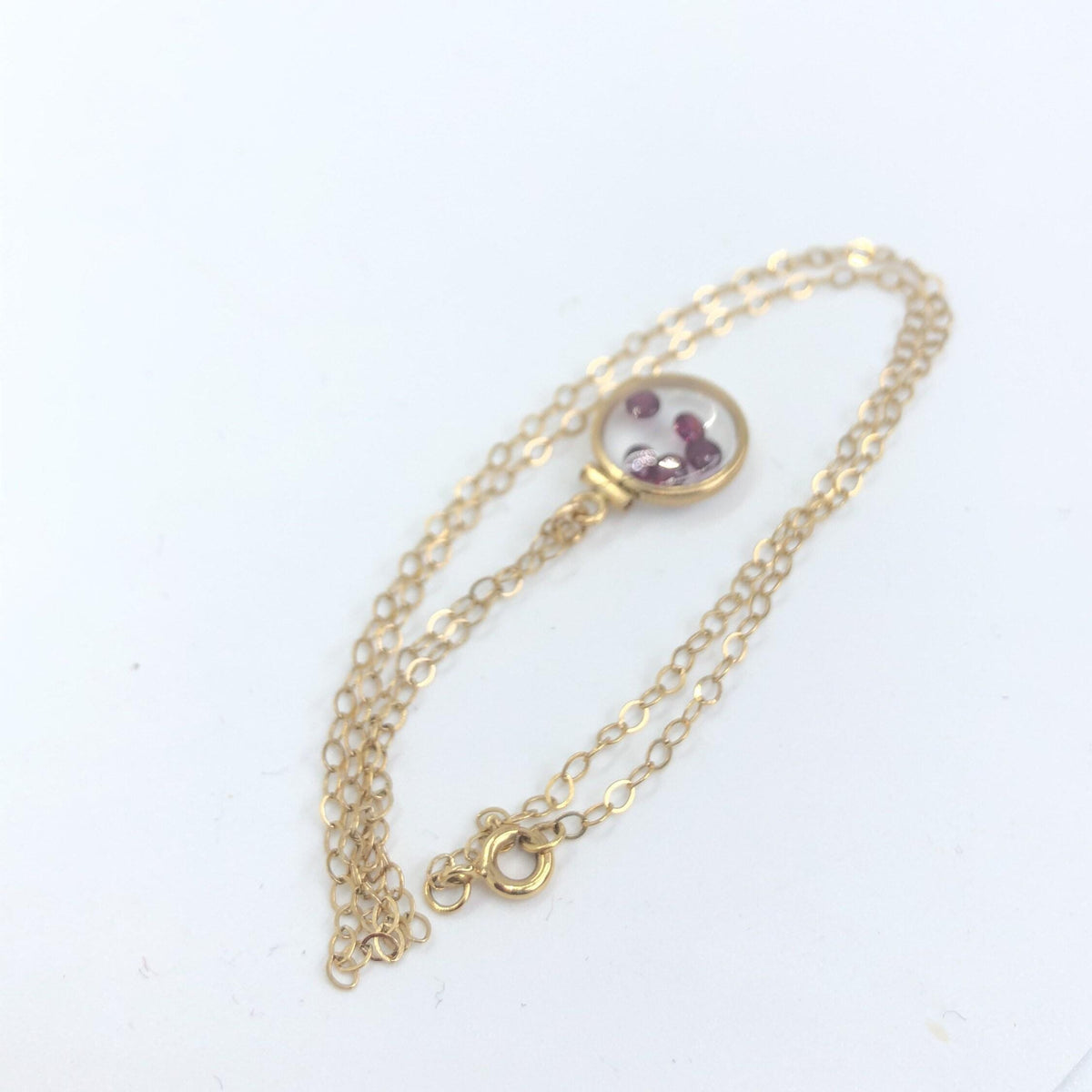 Dainty handmade garnet shaker locket ,14k gold filled w .91 ctw of  gems, january birthstone customize one for your mother's day? just ask