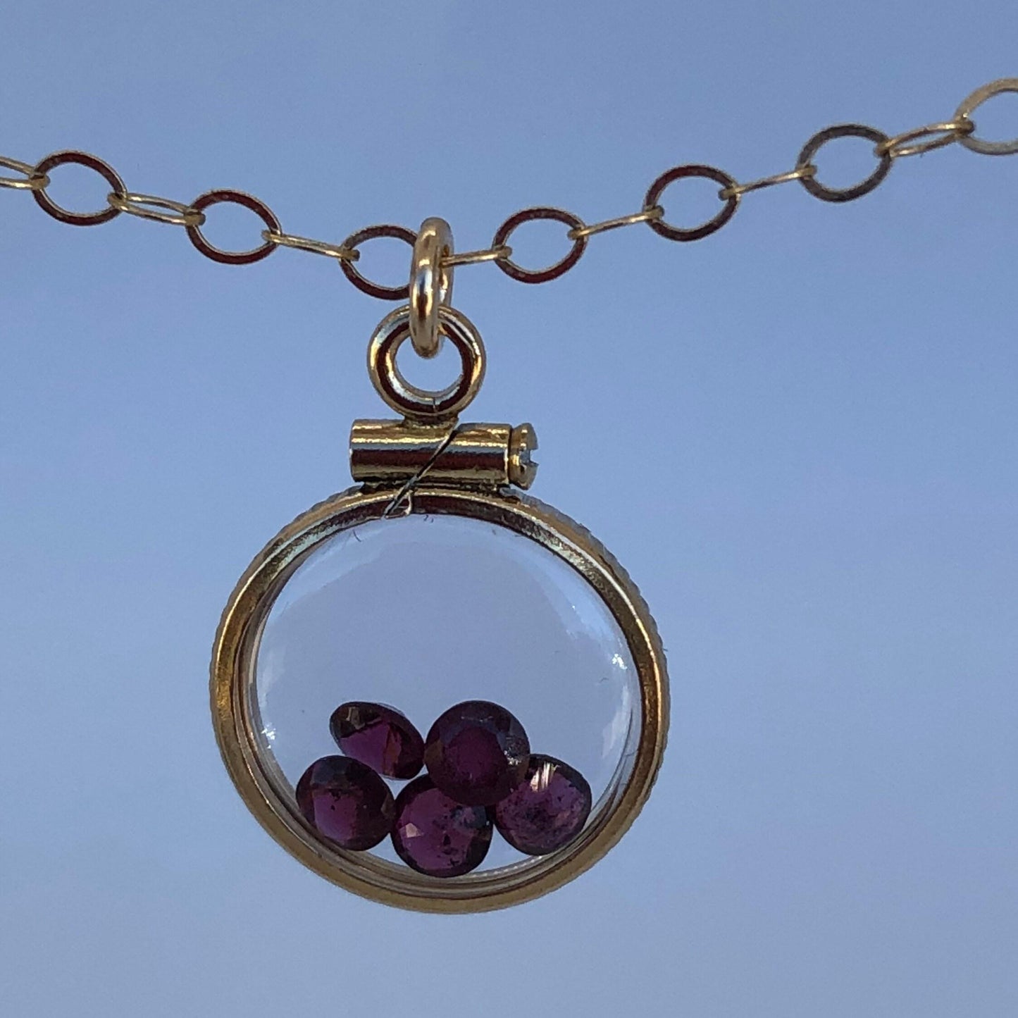 Dainty handmade garnet shaker locket ,14k gold filled w .91 ctw of  gems, january birthstone customize one for your mother's day? just ask
