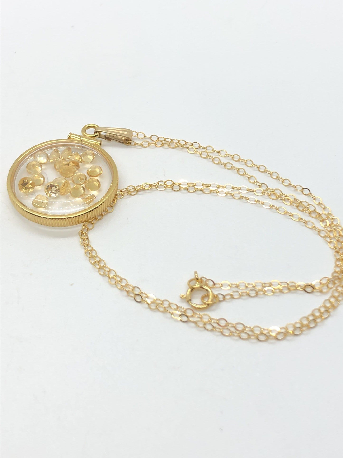 Handmade citrine shaker locket 14k gold filled with beautiful november birthstone. you can custom create one for mother’s day ask