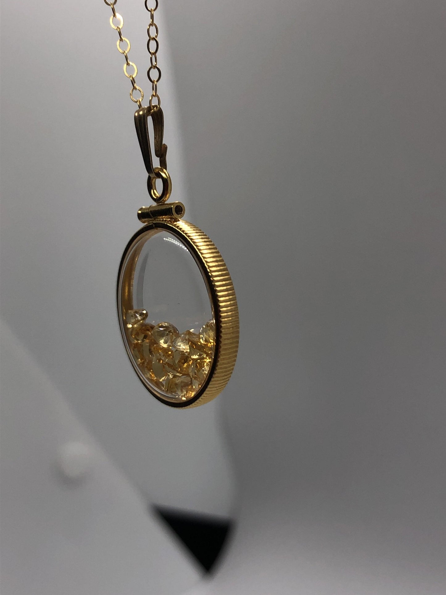 Handmade citrine shaker locket 14k gold filled with beautiful november birthstone. you can custom create one for mother’s day ask