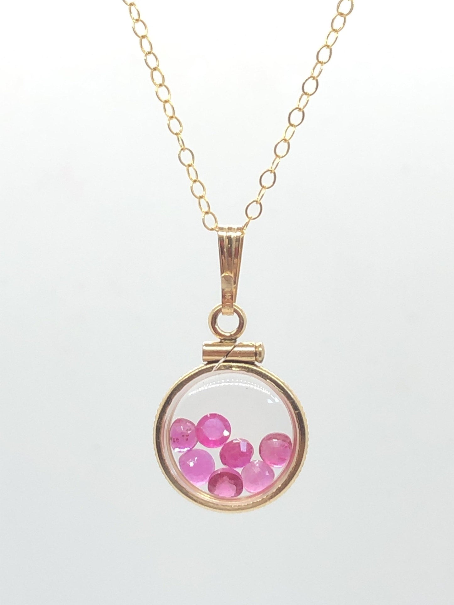 Handmade ruby shaker locket 14k gold filled or silver silver with beautiful july birthstone, 1.26 tcw