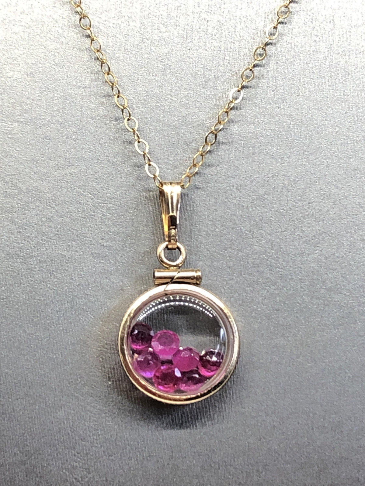 Handmade ruby shaker locket 14k gold filled or silver silver with beautiful july birthstone, 1.26 tcw