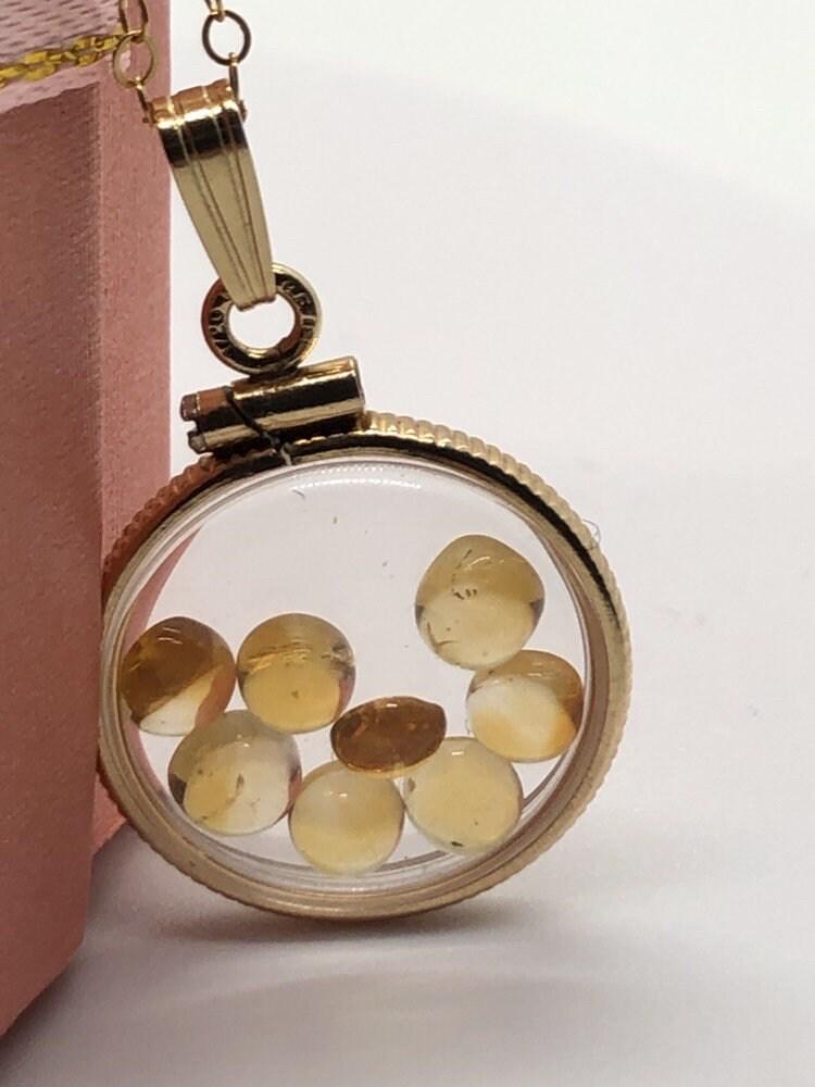 Handmade dime size citrine shaker locket 14k gold filled with beautiful november birthstone. you can custom create a locket, just ask!