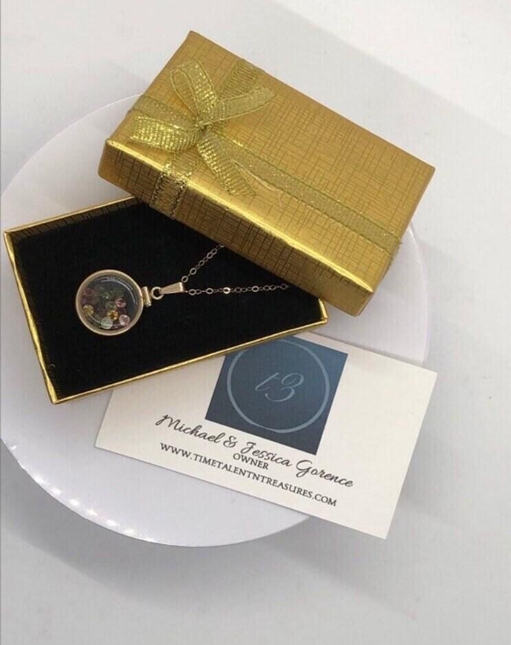 Handmade dime size citrine shaker locket 14k gold filled with beautiful november birthstone. you can custom create a locket, just ask!