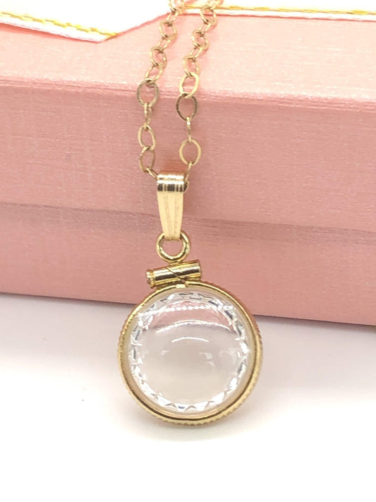 Diamond edge empty 12.5 mm handmade 14k gold filled shaker locket, free screwdriver included , waiting for your small treasures