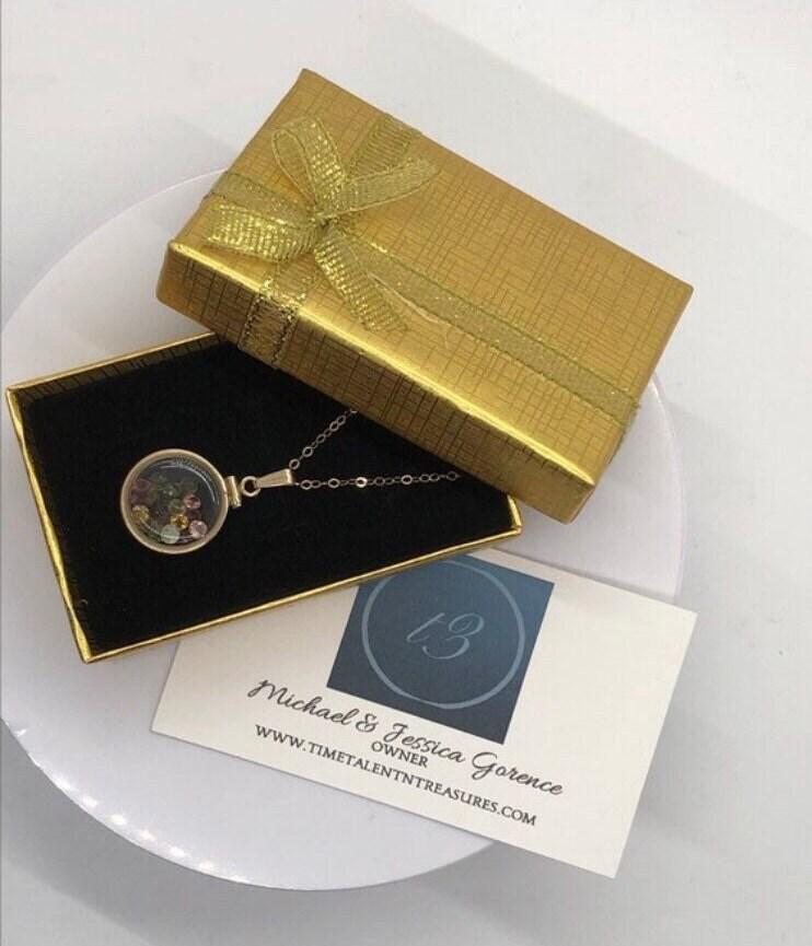 Handmade dime size tanzanite shaker locket 14k gf with beautiful december birthstone, you can custom create a locket ask me!