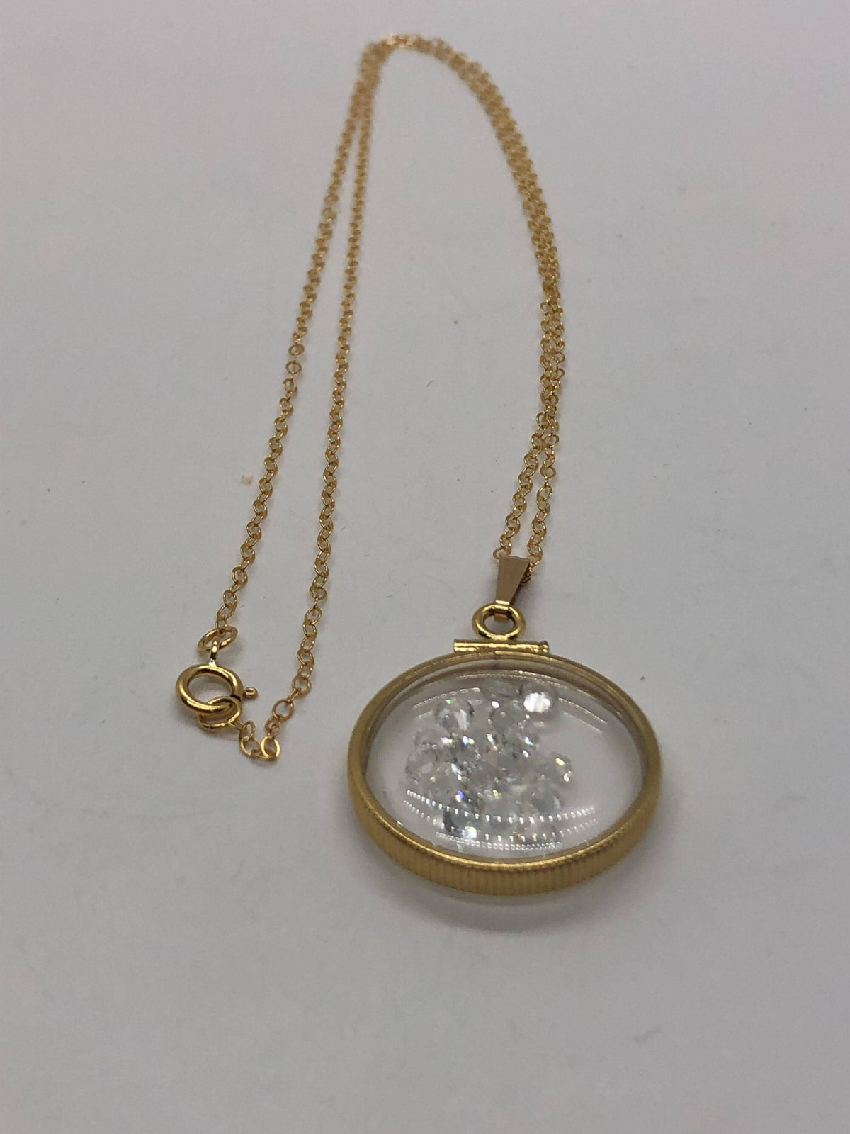 Handmade white topaz shaker locket 14k gold filled w/beautiful april birthstone,you can custom create one for mother’s day