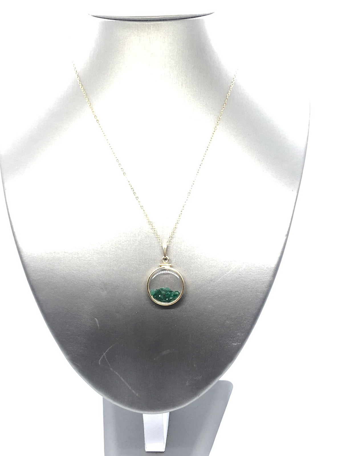 Vintage emerald shaker locket 12k gold filled with beautiful may birthstone, new old stock, customer can custom create for mother’s day