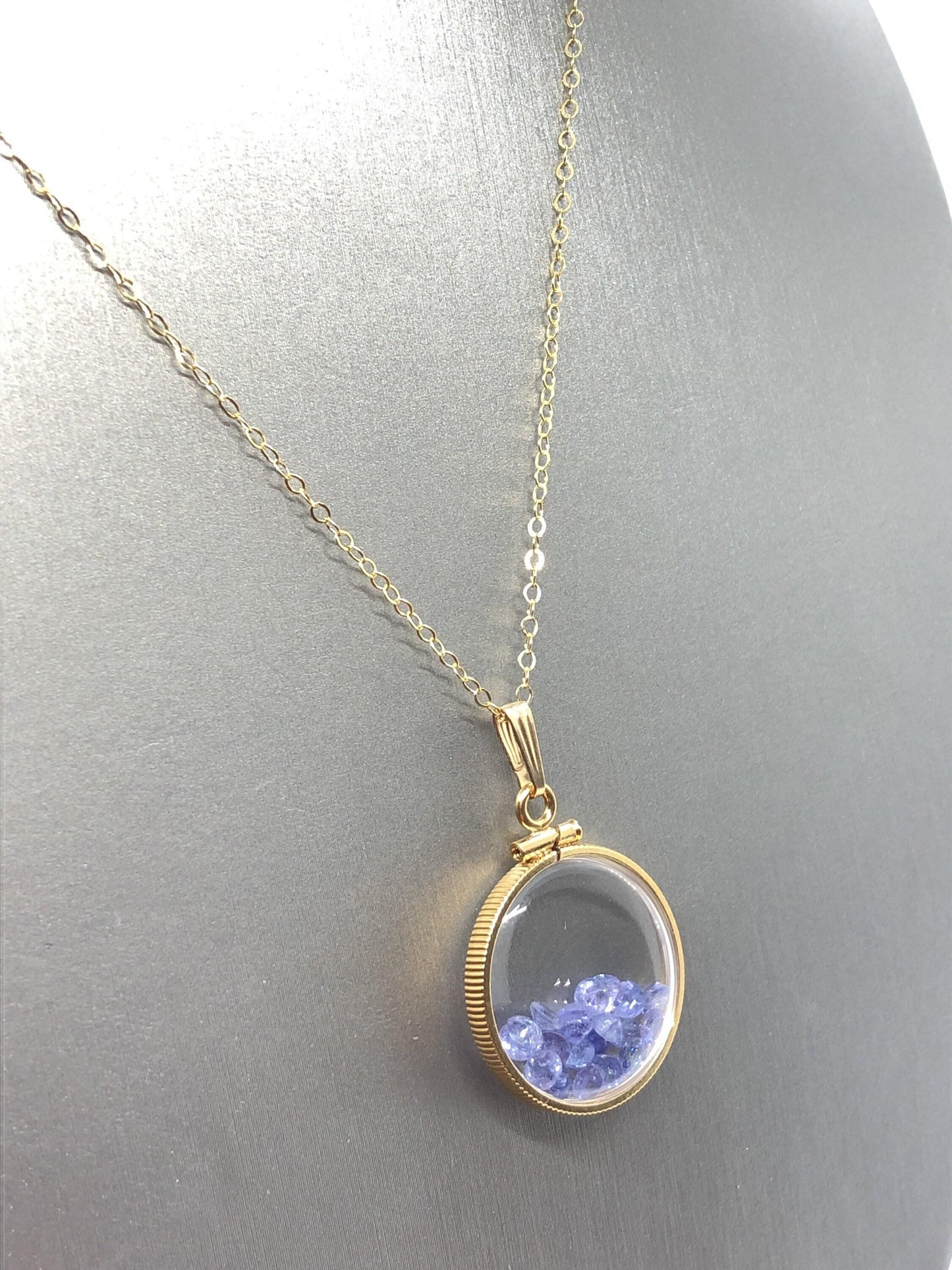 Handmade tanzanite shaker locket 14k gf or silver  with beautiful december birthstone, you can custom create a locket for mother’s day