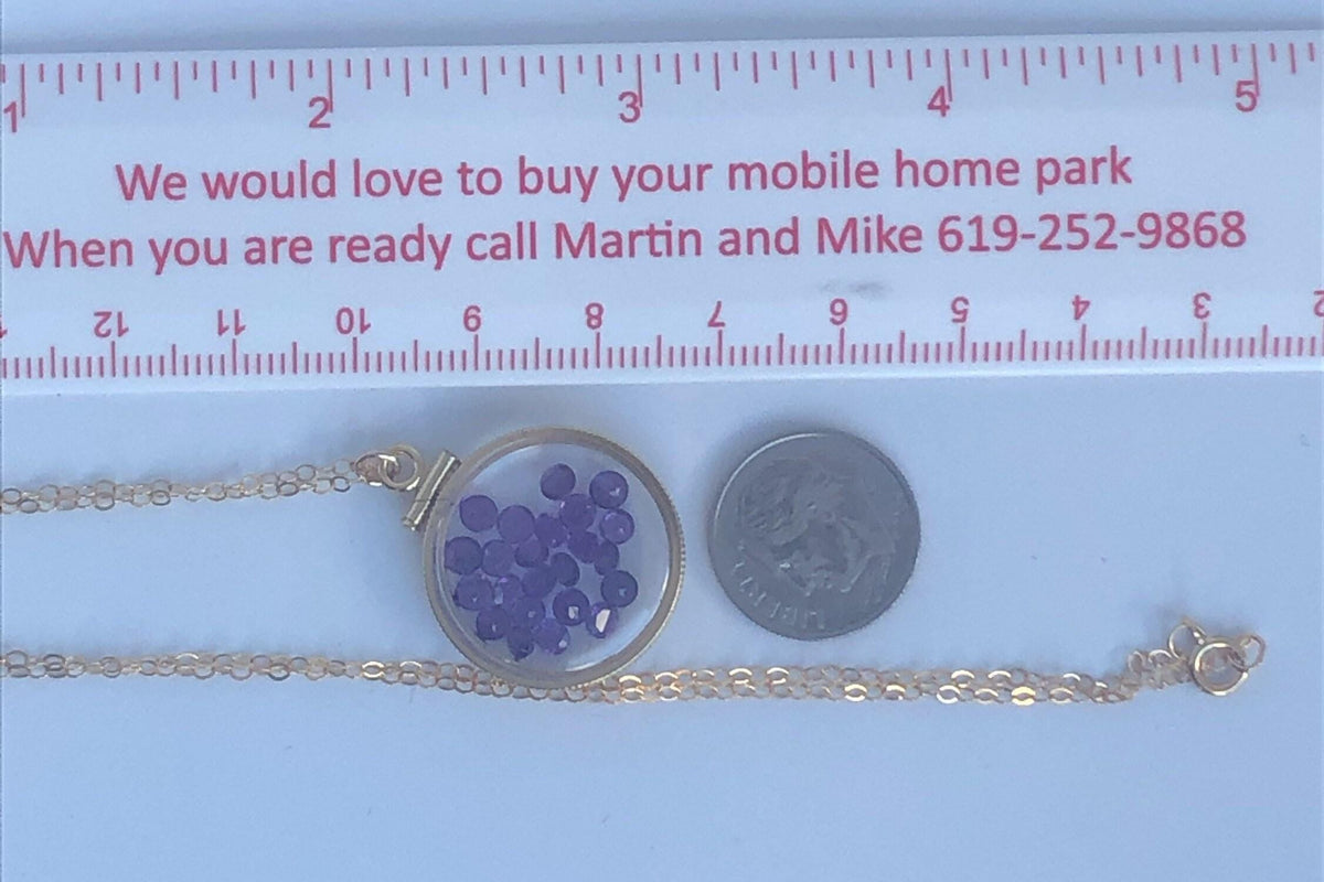 Handmade amethyst shaker locket 20mm gold filled with 24  genuine gems weighing 2.4 tcw, february birthstone, mother’s day you create