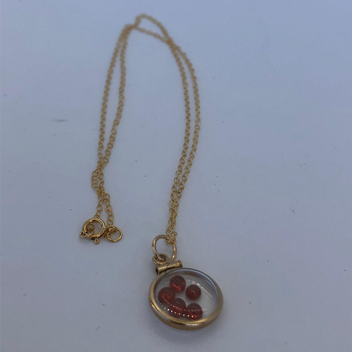 Dainty handmade garnet shaker locket, 14k gold filled w/ 1.1 tcw of genuine gems, january birthstone, with chain