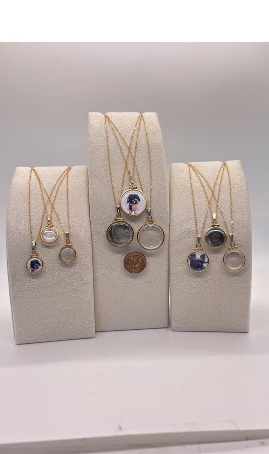 14k solid gold customizable pet, dog, cat, photo, fur, or keepsake locket add your pet's photo, fur, keepsake