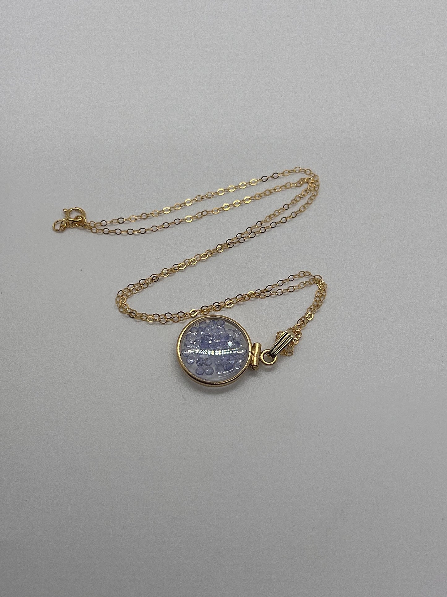 14k solid gold tanzanite  16.5mm handmade shaker locket 1.75 ctw