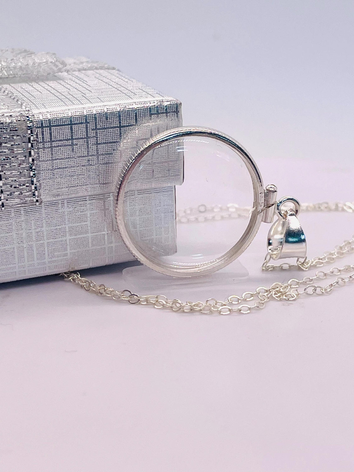Empty 25mm sterling silver locket with coin edge bezel, soldered bail | free small screwdriver included!