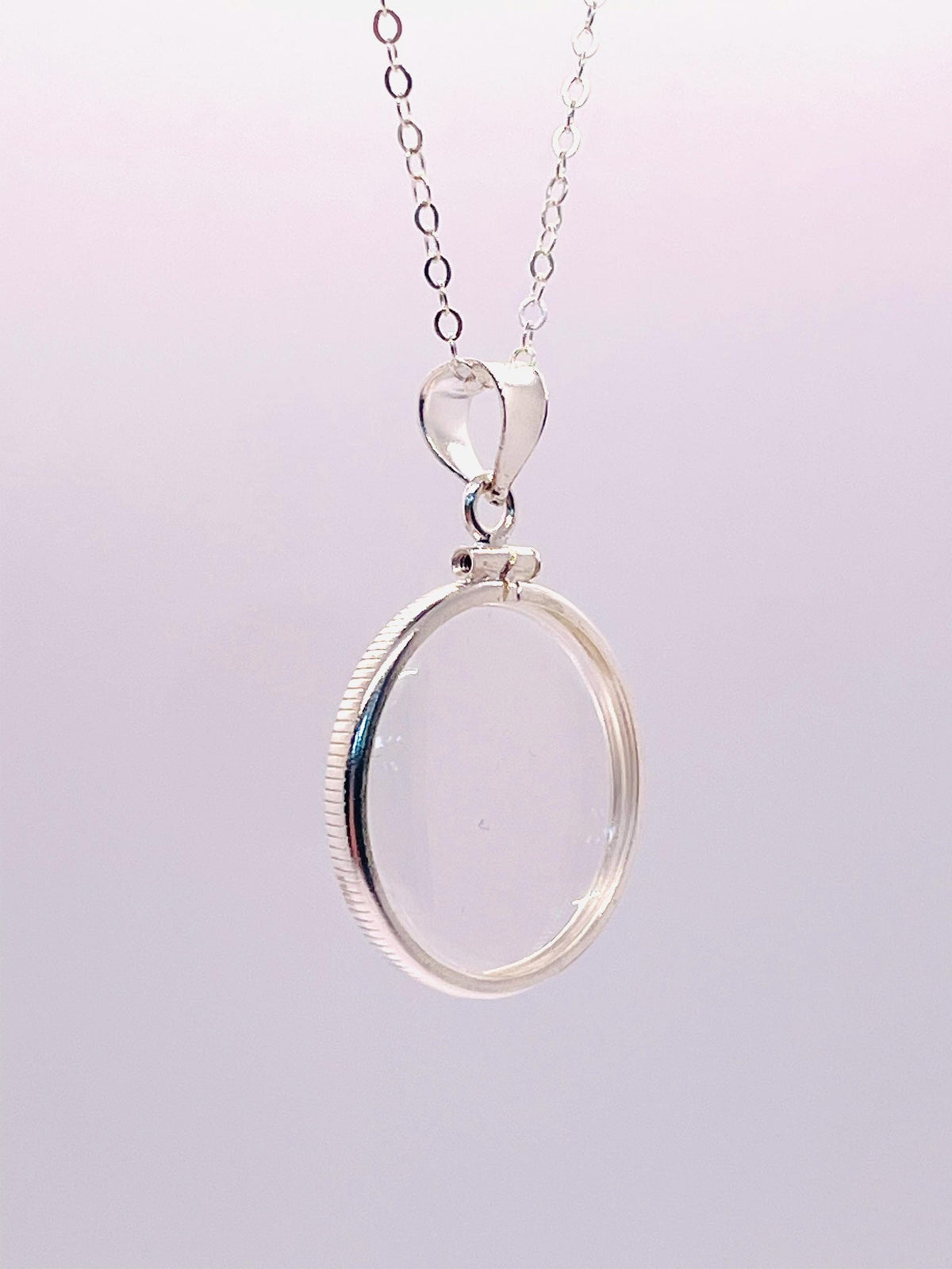 Empty 25mm sterling silver locket with coin edge bezel, soldered bail | free small screwdriver included!