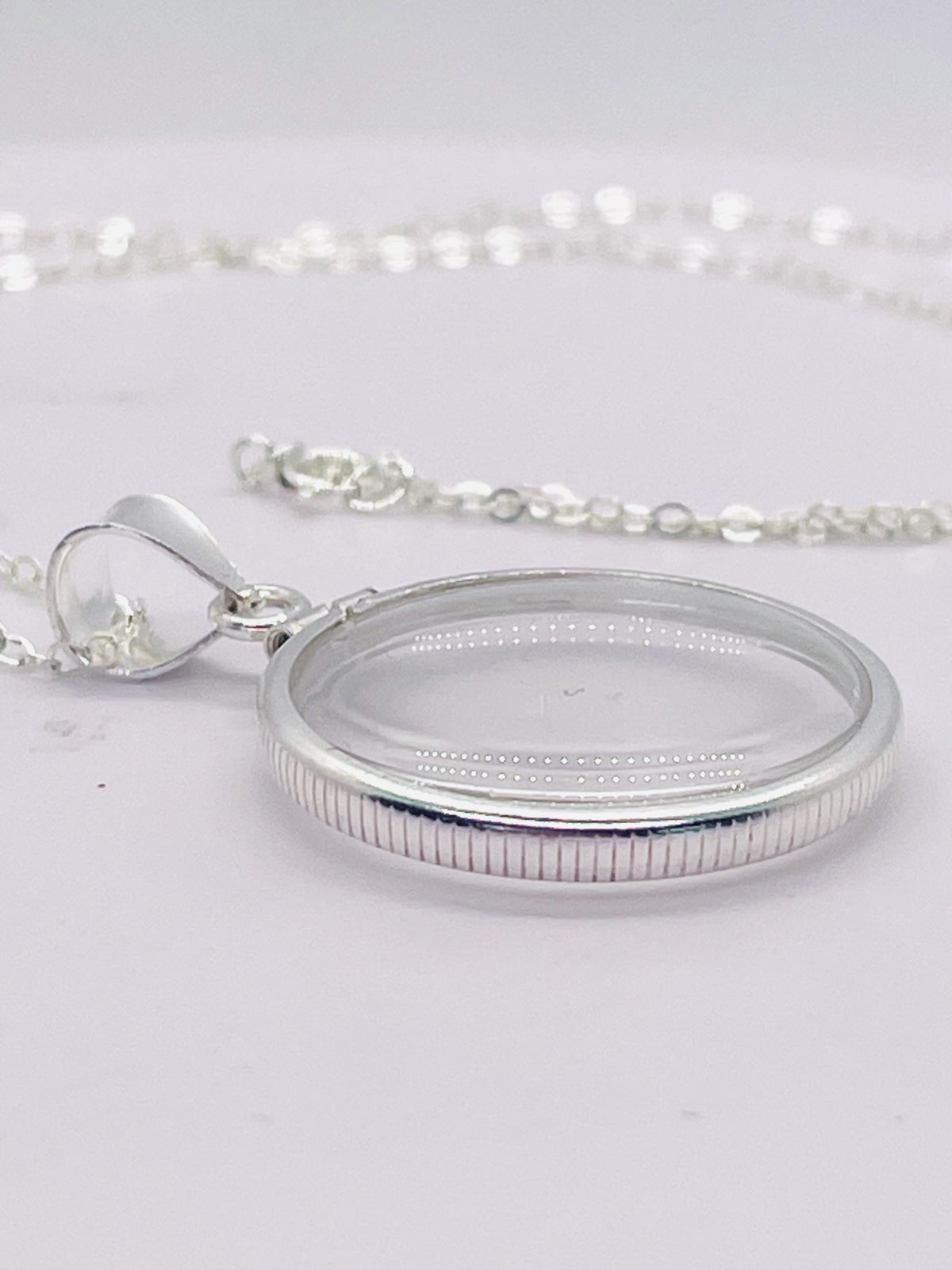 Empty 25mm sterling silver locket with coin edge bezel, soldered bail | free small screwdriver included!